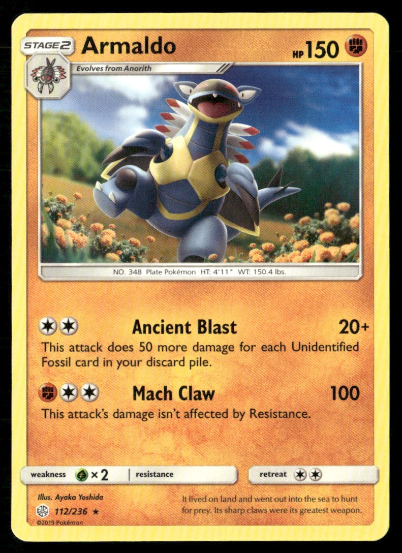 Armaldo Cosmic Eclipse 112/236 Rare Pokemon Near Mint