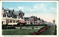 Postcard Along Ocean Boulevard Sea Bright New Jersey 1924