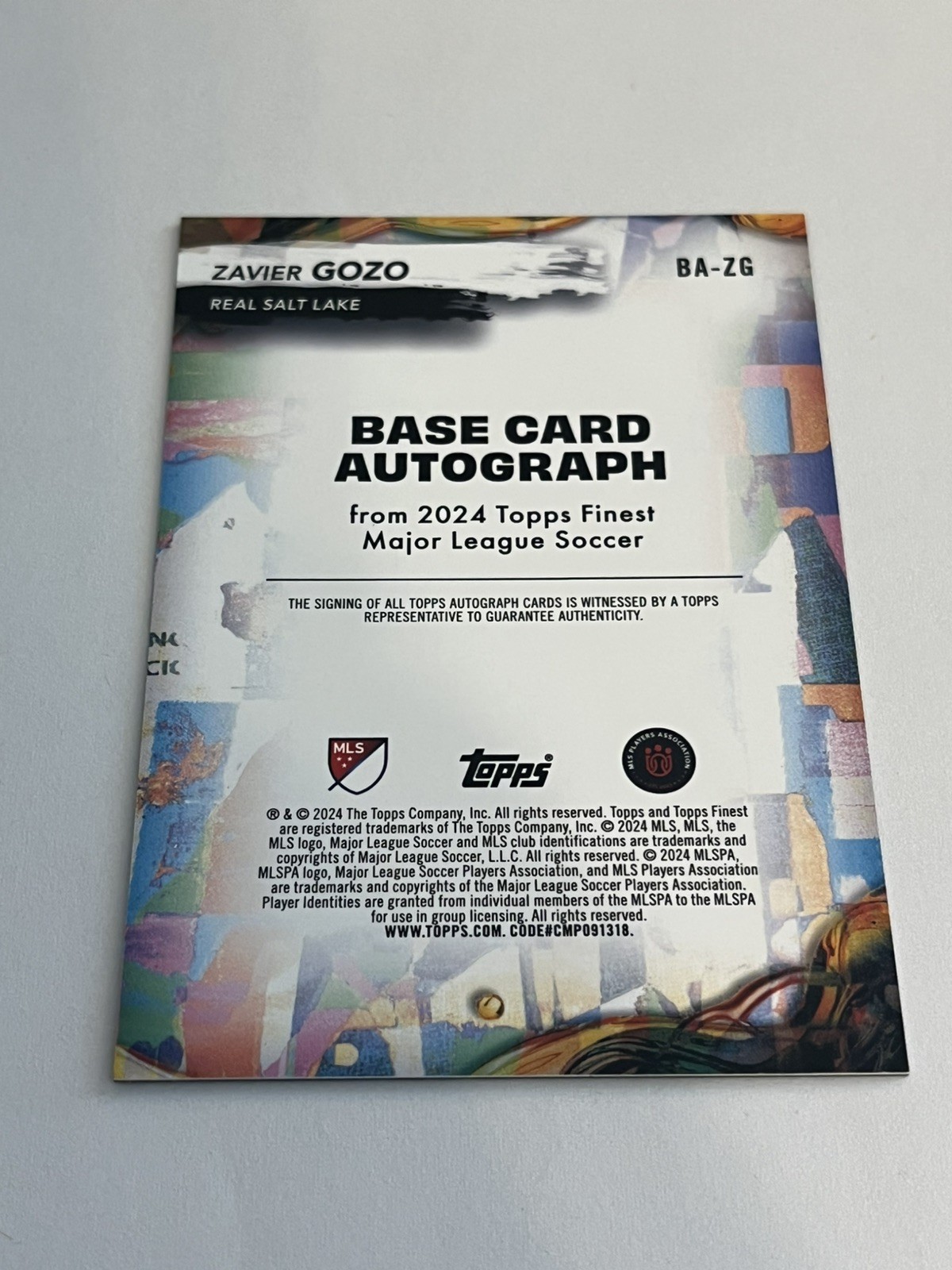 Topps 2024 Finest MLS Zavier Gozo BA-ZG Rookie Auto RSL / Crystal Palace view 3