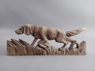 ALTES Holz Wandbild Dekobrett Hund handgeschnitzt mit Glasauge Erzgebirge DEKO !