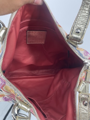 Borsa Coach Poppy C Glam Dream Y2K vintage tela oro pelle tote bag 19023 - Foto 5 di 23