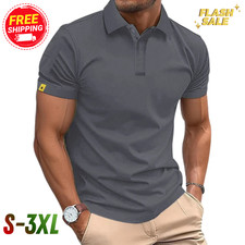 Men's Summer Casual Lightweight Breathable Button Short Sleeve Polo Shirt Gift