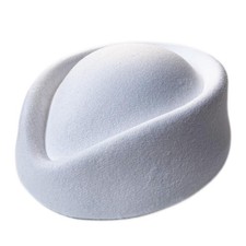 Wool Cap Stewardess Pillbox Hat Teardrop Fascinator Base Sweet White