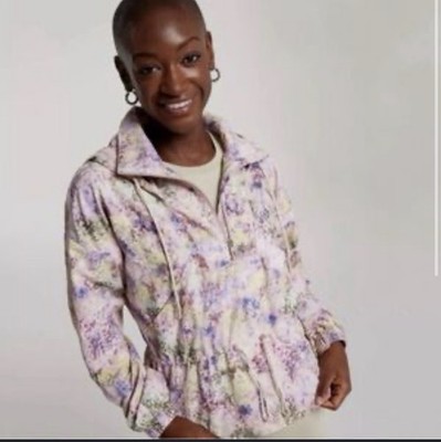 Calia Multicolor Springtime Hooded Windbreaker Water Repellent Jacket NWT SMALL