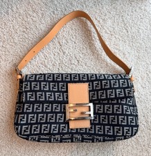 FENDI baguette bag black and grey fabric