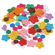 Foam Stickers,2Pack 50Pc Adhesive Glitters Foam Shape Sticker,Flower,Circle