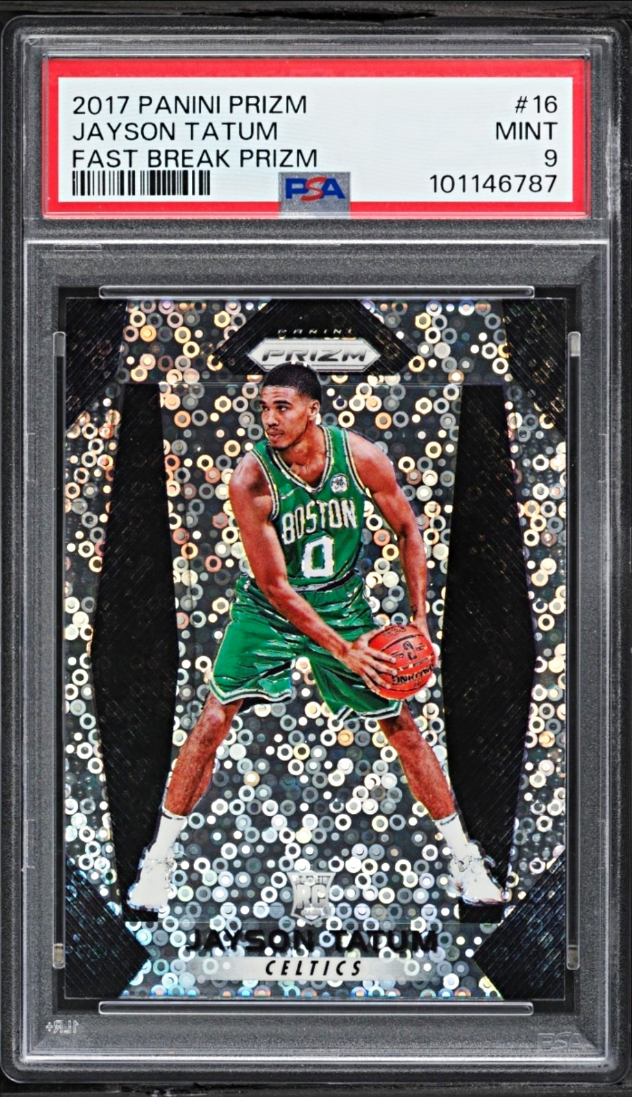 Panini Prizm 2017-18 Jayson Tatum #16 Fast Break Prizm RC PSA 9 Celtics