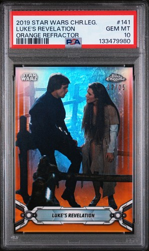 LUKE & LEIA 2019 Star Wars Chrome #141 Luke's Revelation ORANGE /25 PSA 10 POP 2