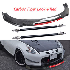 For Nissan 370z 350z Carbon Fiber Front Bumper Lip Spoiler Splitter Strut Rods For Nissan 370z 350z Carbon Fiber Front Bumper Lip Spoiler Splitter Strut Rods