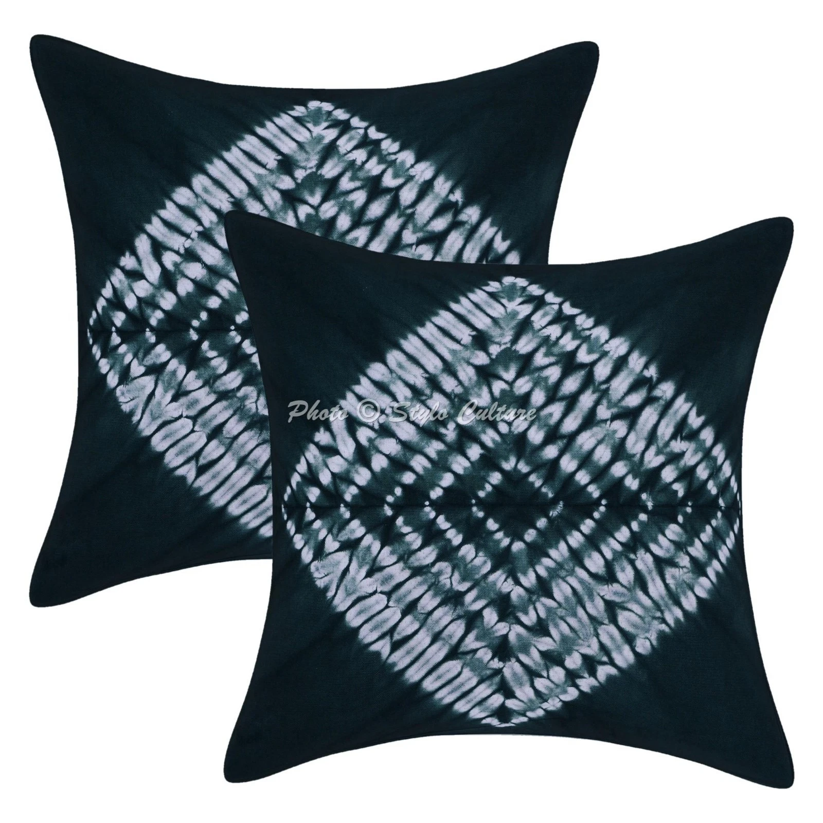 Indian Shibori Throw Pillow Covers 20x20 Cotton Tie Dye Home Decor Cushion Cover