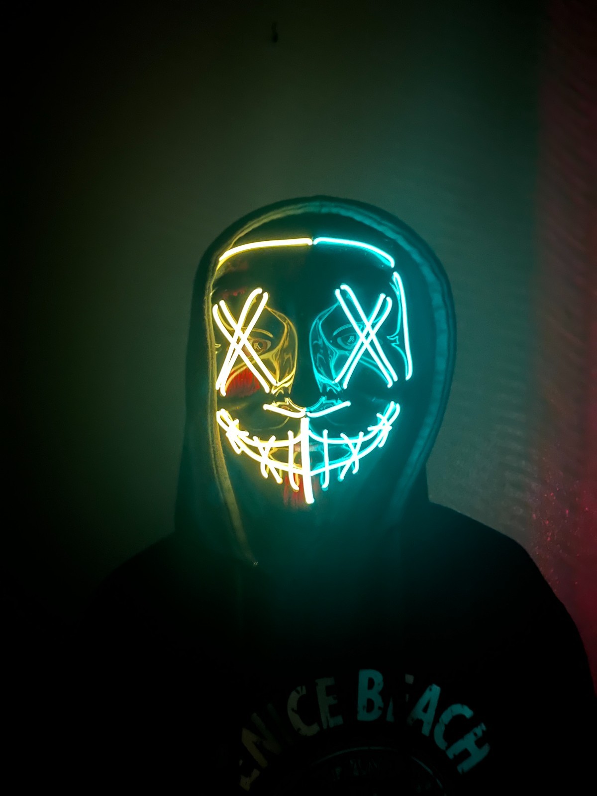 Halloween Purge/Cosplay LED Light up Mask, with 3 Lighting Modes (Yellow/Green)