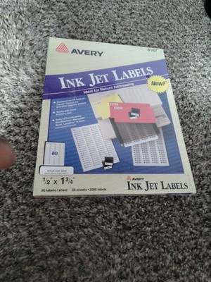 Avery 8167 White Mailing Labels Inkjet Printer 1/2 x 1 3/4 1997 Pack New Sealed