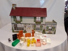 VINTAGE MARX 1950's, metal two story TOY DOLL HOUSE IN METAL,