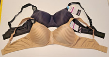2 New Playtex Secrets 36C BRAS Style 4707 Wirefree All Over Smooth NWT Black Tan