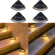 4 Pack Solar Stair Lights for Outside 3 LEDs Solar Step Lights Outdoor