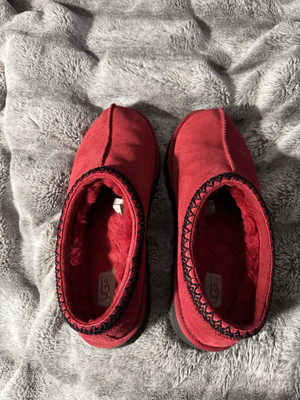UGG Tasman Mens Size 9 Samba Red Suede Comfort Slip On Sheepskin Slippers 5950 Ugg Tasman Mens Red Insulated Slippers Slip | Mercari main image 4