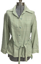 Vtg Pendleton Women's Wool Blazer Sz14 USA Green Checked 5 Button