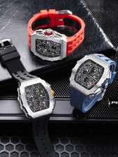 Watch Men Luxury Stainless Steel Wristwatch Waterproof Tonneau Rectangle