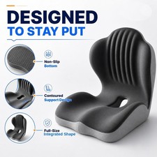 Memory Foam Seat Cushion w/Lumbar Support Pillow for Back Sciatica Pain Relief