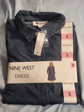 Nine West Jeans Dress Womans Size S Blue Button Two Side Seam Pockets EasyFit