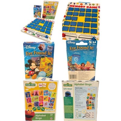 Disney Memory Game + Sesame Street Bingo Bundle Kids Educational Games Lot 3