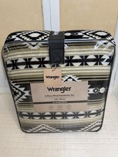 Wrangler 3pc. Plush Full/Queen Comforter Set Beige Black Aztec Pattern New