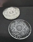 6 Pc Vintage Early American Anchor Hocking Prescut Clear Glass Coasters 4.5"  A1