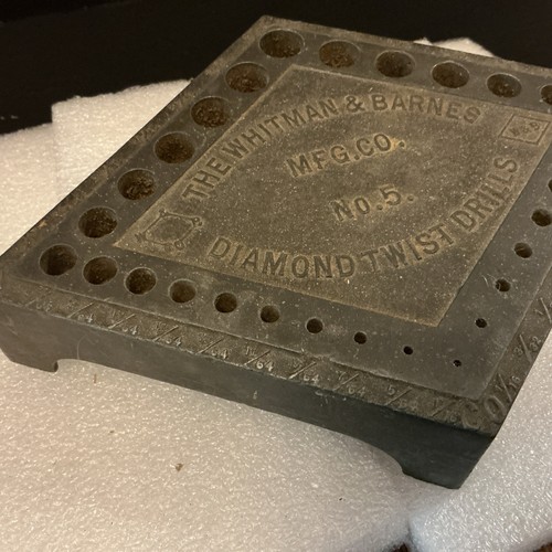 Vintage Cast Iron,Whitman & Barnes Mfg.Co.#5 Diamond Twist Drill Index,used cond - Picture 5 of 11