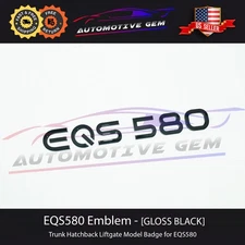 EQS580 Emblem GLOSS BLACK Rear Trunk Badge Logo Electric Mercedes Sedan SUV AMG