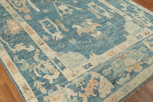 Vegetable Dye Oushak Turkish Hand-knotted Wool Rug for Living Room 6x9 ft - 第 7/21 張圖片