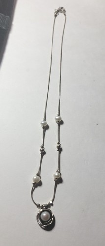 Nachlass Sterling Silber Anhänger 925 mit Perlen 18" Sp78