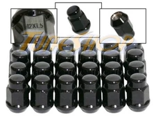 24 BULGE ACORN WHEELS RIMS LUG NUTS 12X1.5 M12 1.5 CLOSED END BLACK 19 HEX U