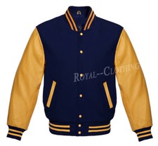 New Men's Premium Classic Snap Button Vintage Baseball Letterman Varsity Jacket
