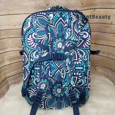 Vera Bradley Essential Expandable LG Quilted Blue Island Medallion Backpack New Vera Bradley Essential Large Quilted Blue Island Medallion  main image 4