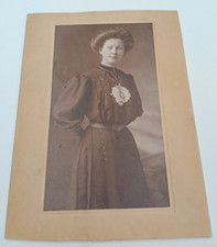 Antique Edwardian Lady Cabinet Card Portrait Women Sepia Photograph