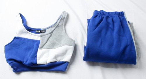 SHEIN Women's Colorblock Crop Tank Top & Sweatpants Set AW5 Multicolor Size XS