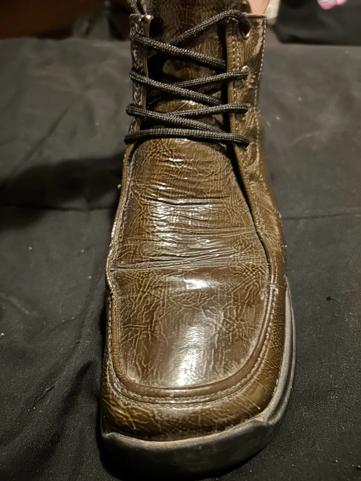 Janet & Janet Marrón Verdoso Real Cuero Auténtico Zapatos Talla 7! Foto 3 de 3