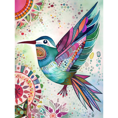 Kolibri bunte Mandala Muster Volkskunst Wandbild Druck Bild 18x24