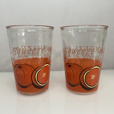 SQUEEZE ME Orangensaft Gläser x 2 - 10 cm hoch - sehr guter Zustand Getränke