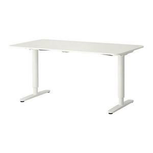 Ikea Bekant White Adjustable Height Work Bench Office Computer