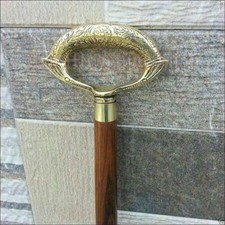 Victorian Style Brass Handle Cane Wooden Walking Stick Antique Vintage Gift Men