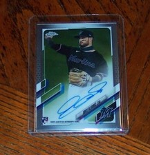2021 Topps Chrome Eddy Alvarez Rookie RC On Card Auto #RA-EA - Miami Marlins