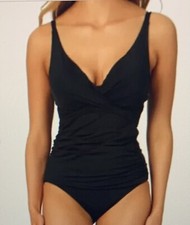  92 JANTZEN Women's Size 14 One-Piece Swimsuit Molded Soft Cups Black NWT