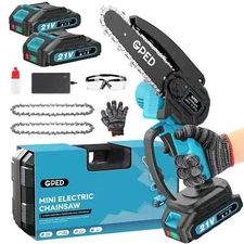 GPED Mini Chainsaw, 6 inch Portable Electric Chainsaw Cordless. New Open-Box