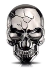 Quality 3D Metal Skull Car Motorcycle Badge Sticker Auto Emblem - Titanium black