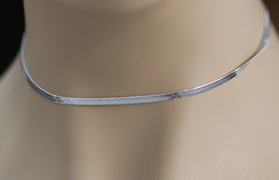 collana choker snake collare acciaio inox colore argento misura 35+5 cm donna - Immagine 2 di 3