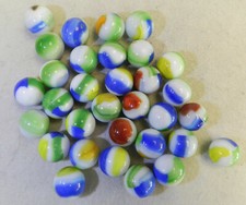 14079m Vintage Group of 30 Mid Size Marble King 3 Color Patch Marbles
