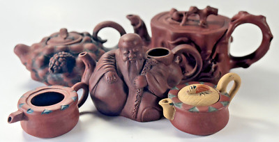 Vintage Chinese  Clay Teapot Yxing Wise Man lot