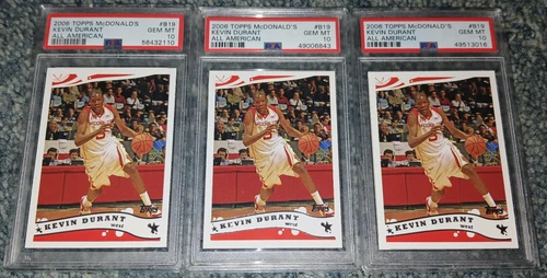 LOT of (3) 2006 TOPPS McDONALDS ALL AMERICAN #B19 KEVIN DURANT XRC ROOKIE PSA 10