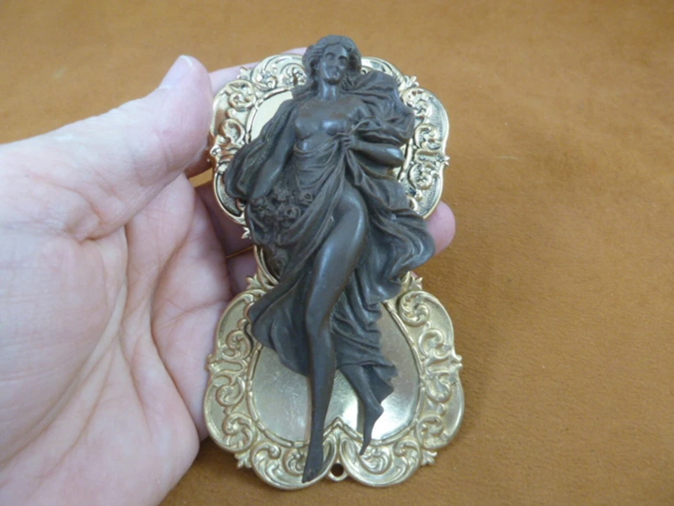 (CXL1-3) XL full body Angel Woman CAMEO resin brass Pin Pendant brooch ornament